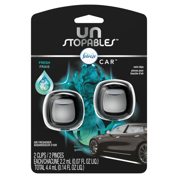 Car Unstopables Air Freshener Vent Clip, Fresh, 2 count